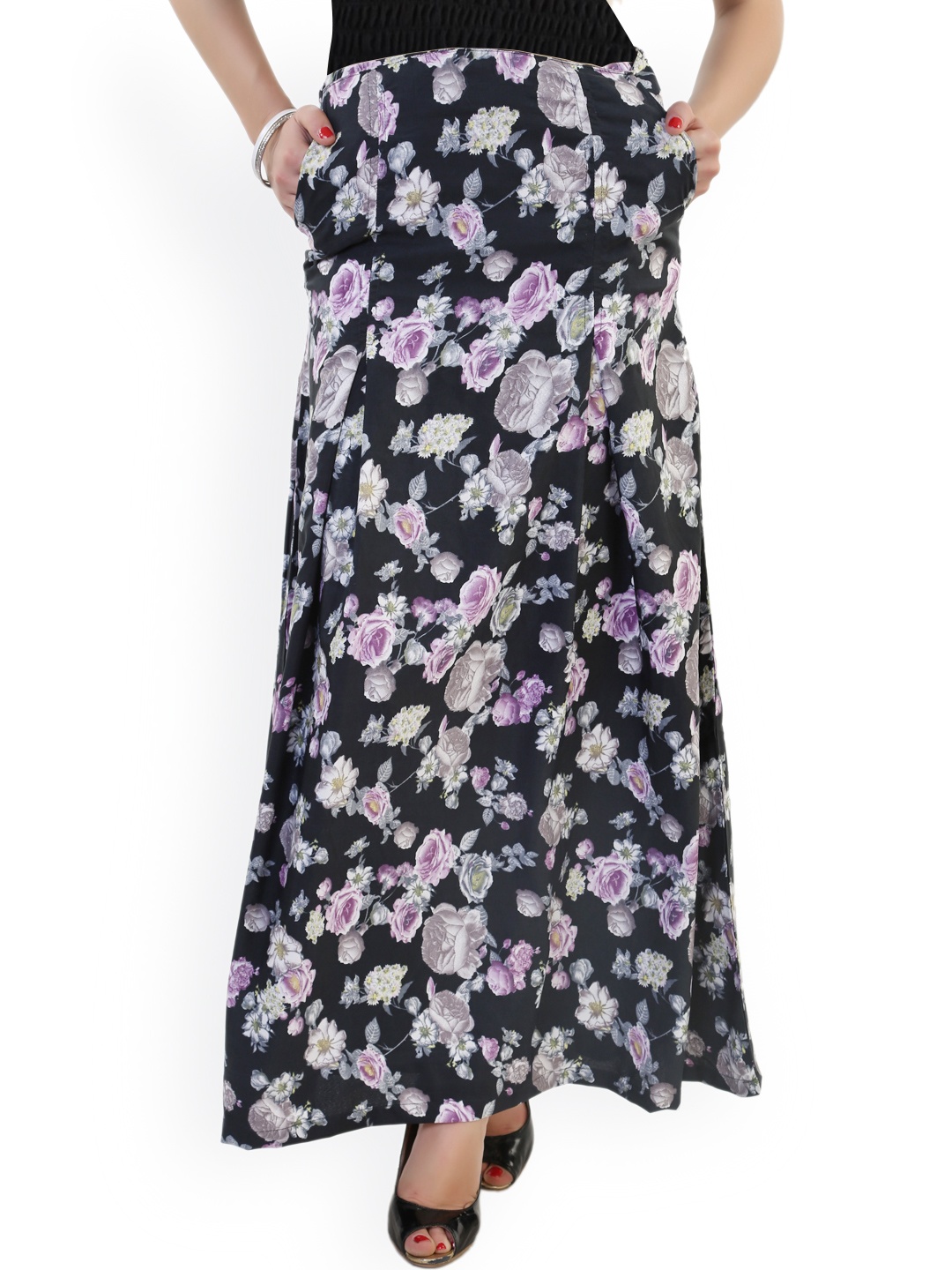 

Belle Fille Black Printed Maxi Skirt