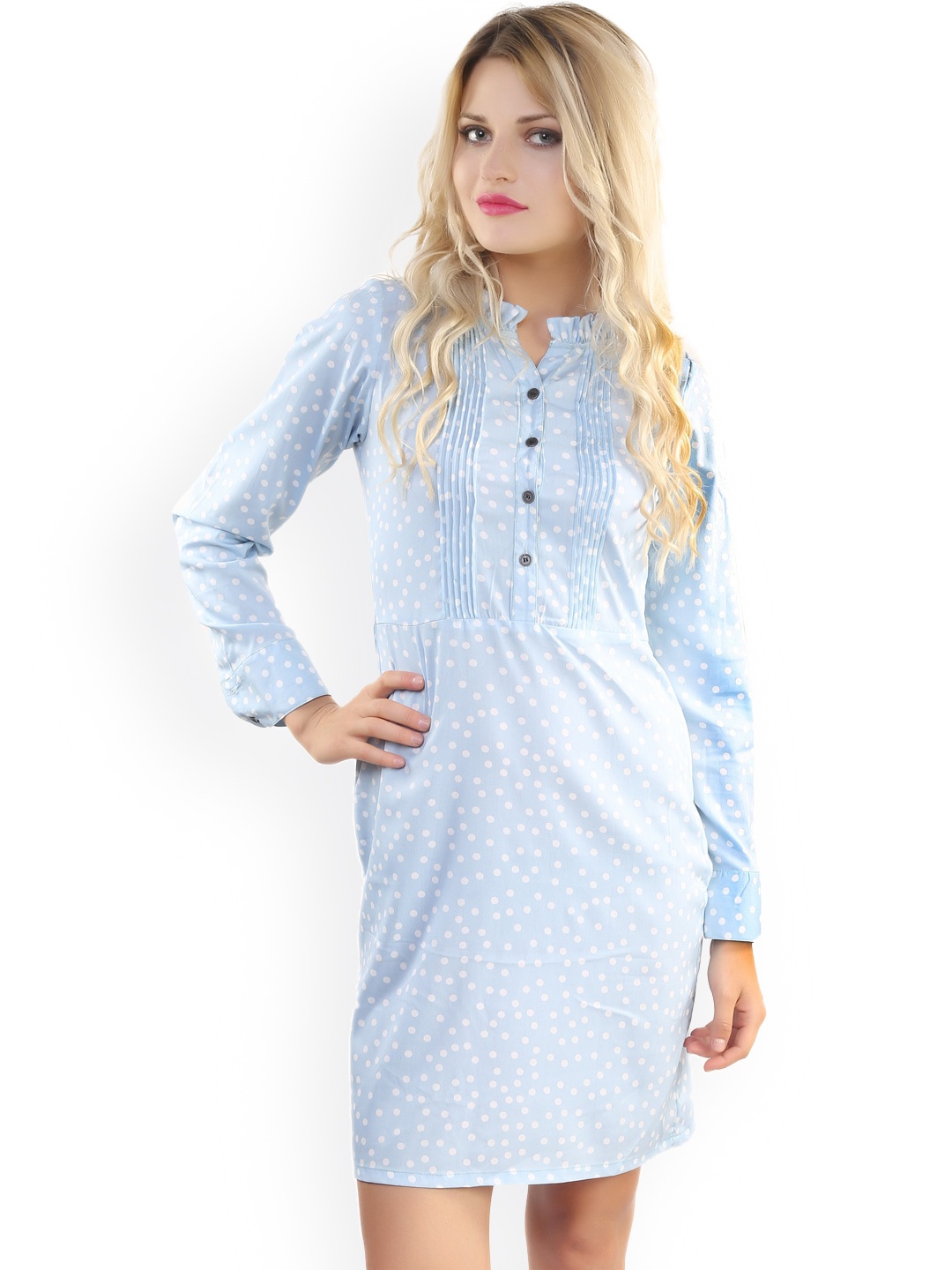 

Belle Fille Blue & White Printed Shirt Dress