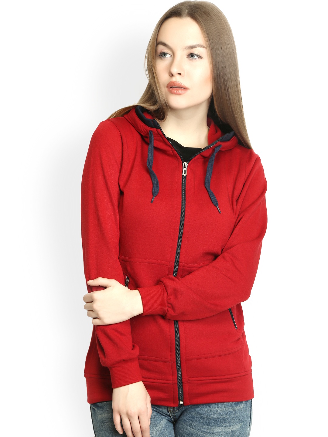 

Belle Fille Maroon Polyester Fleece Hooded Sweatshirt