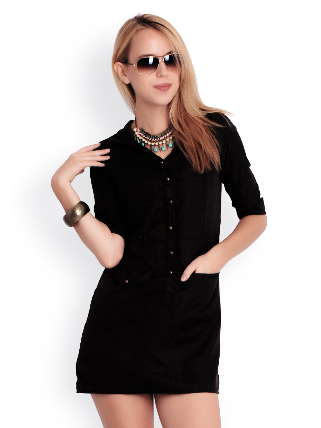 

Belle Fille Women Black Shirt Dress
