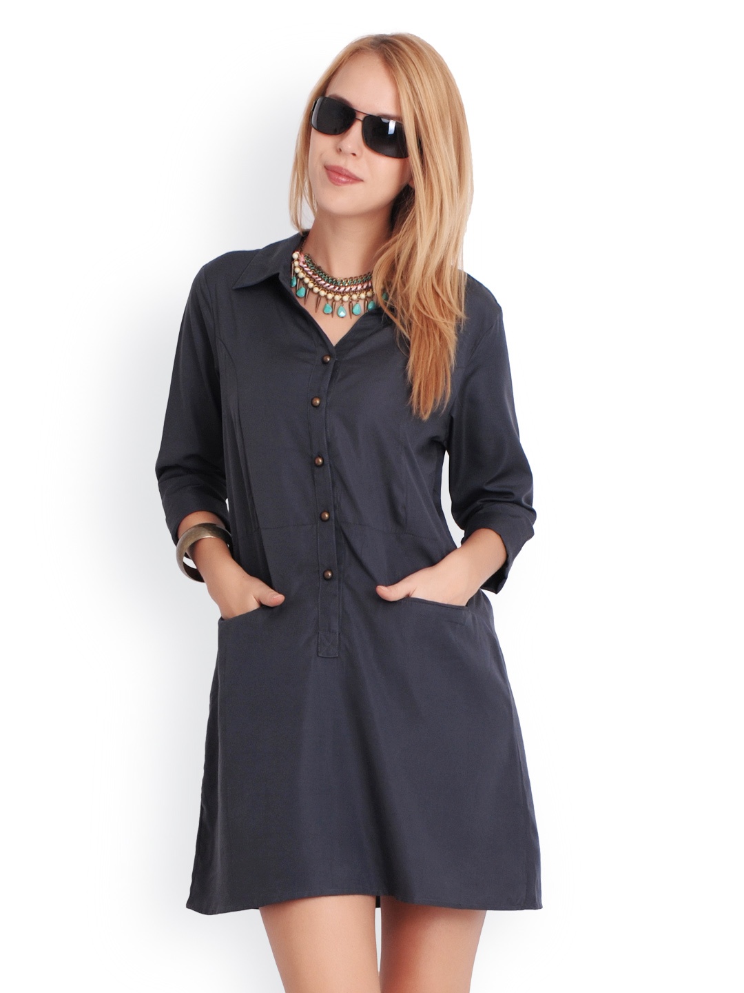 

Belle Fille Women Grey Shirt Dress