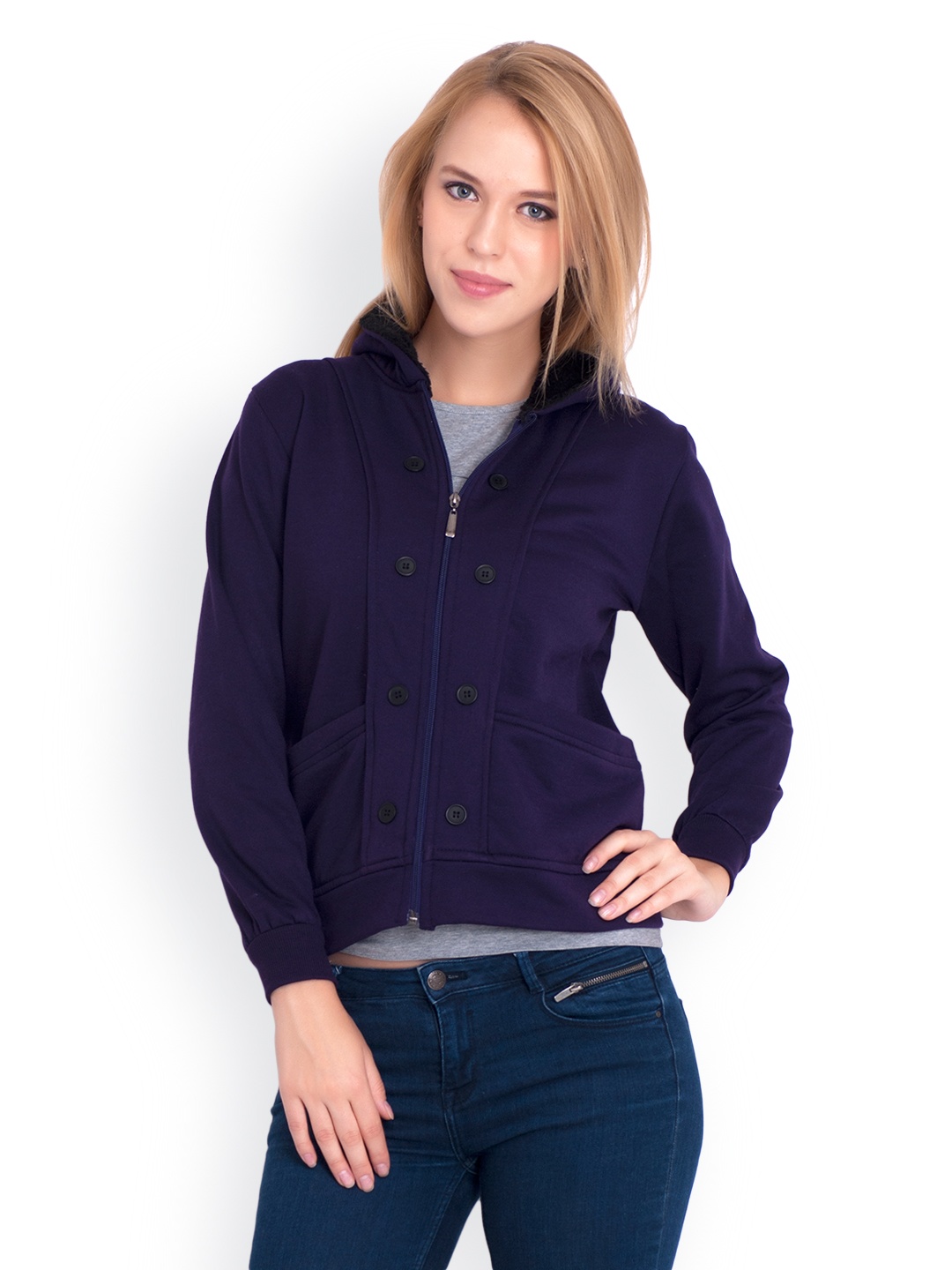 

Belle Fille Women Purple Hooded Sweatshirt