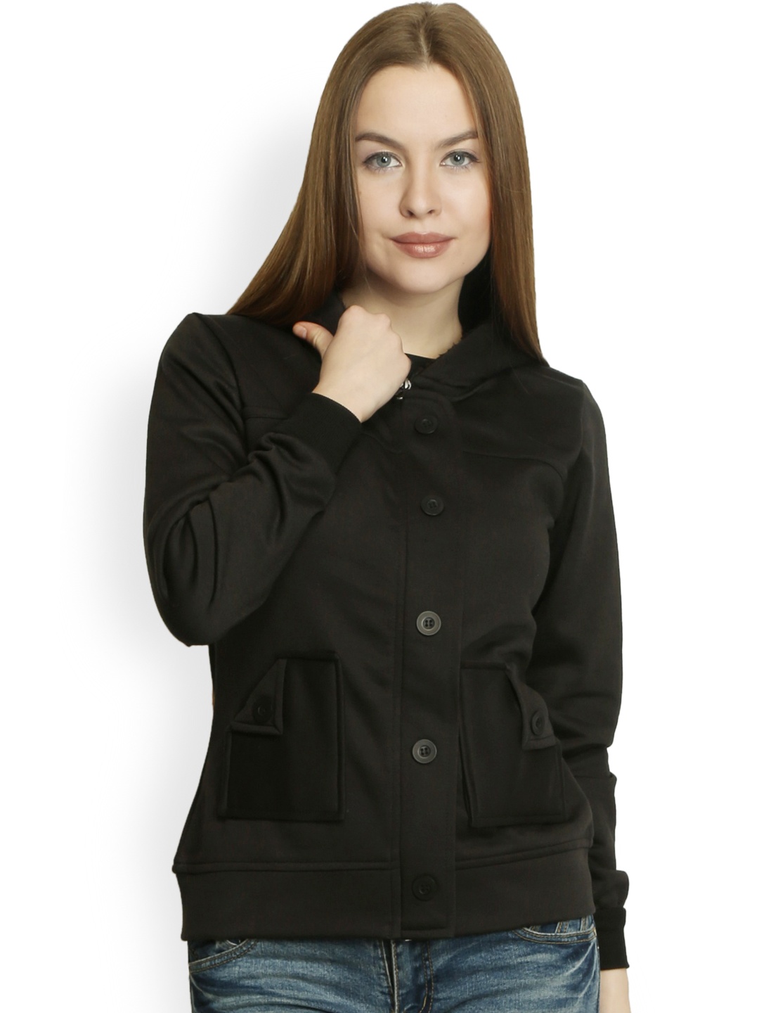 

Belle Fille Women Black Hooded Jacket