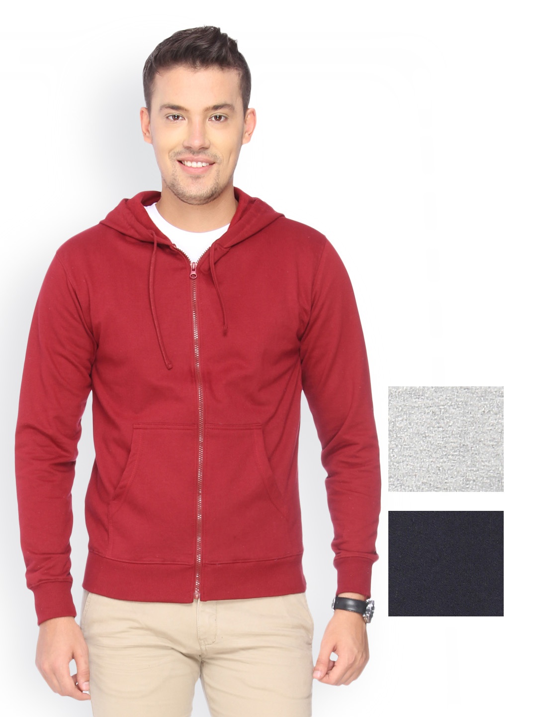 

Campus Sutra Men Pack of 3 Hooded Sweatshirts, Maroon