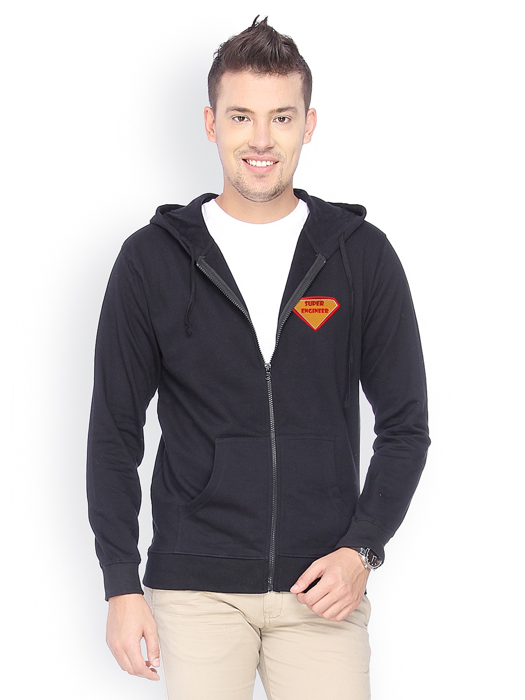

Campus Sutra Men Black Hooded Sweatshirt