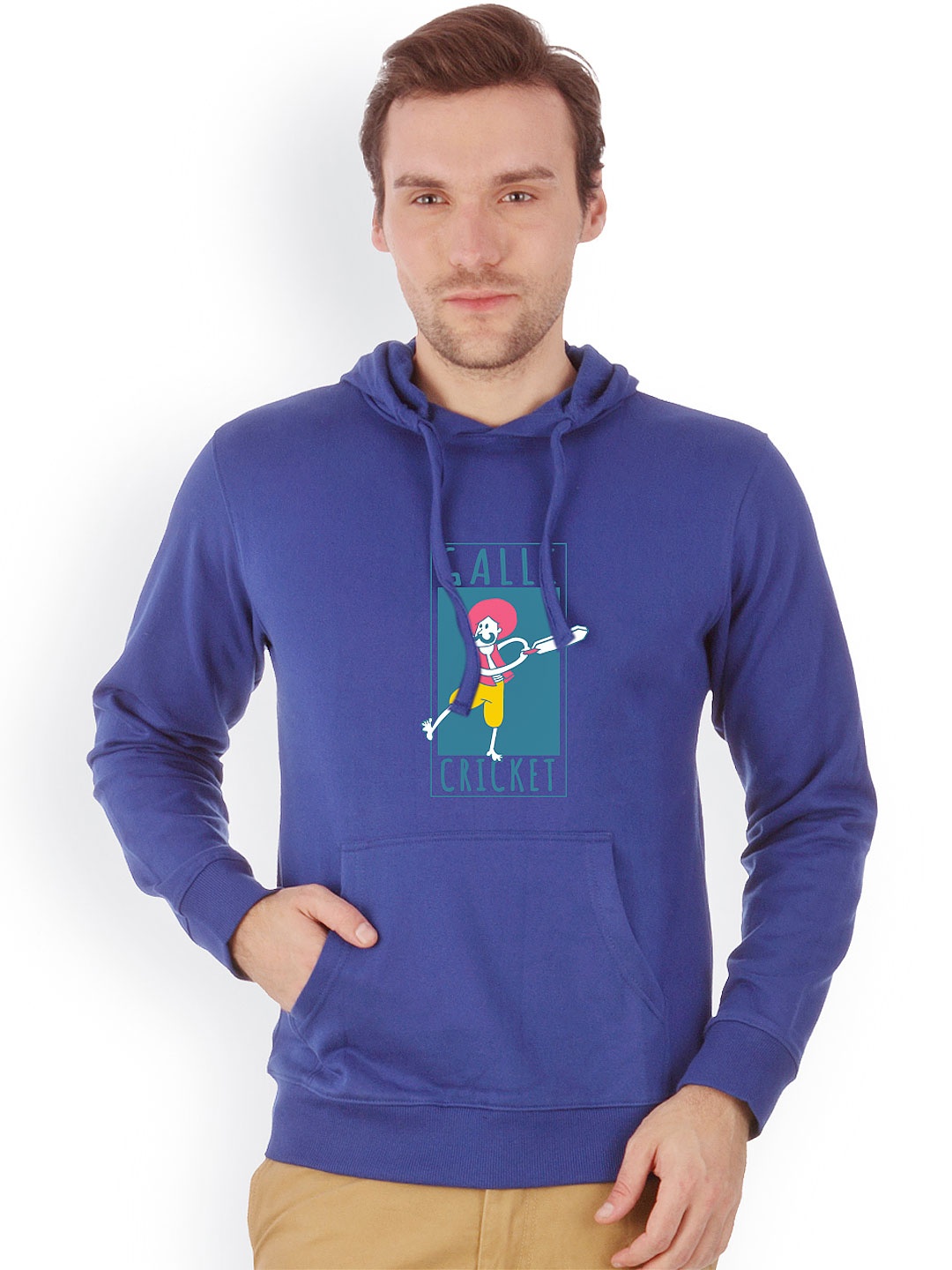 

Campus Sutra Men Blue Printed Hooded Sweatshirt