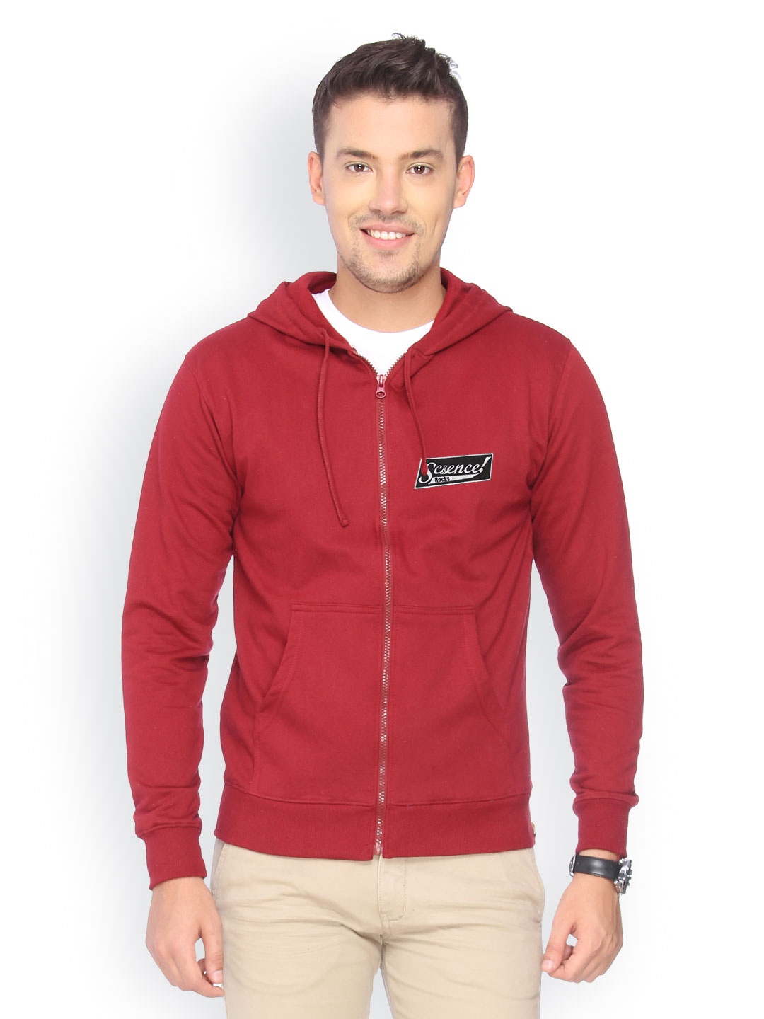 

Campus Sutra Men Red Hooded Sweatshirt