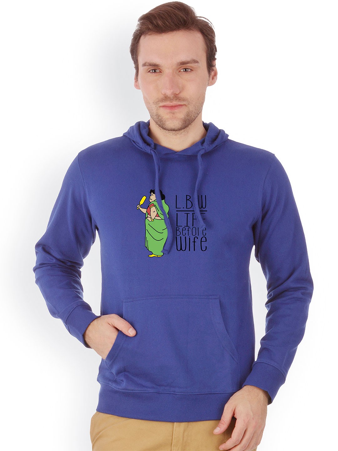 

Campus Sutra Men Blue Printed Hooded Sweatshirt