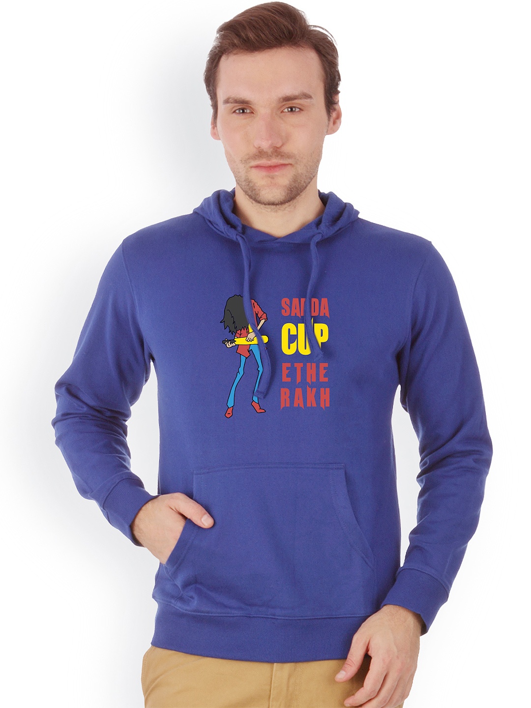 

Campus Sutra Men Royal Blue Printed Hooded Sweatshirt