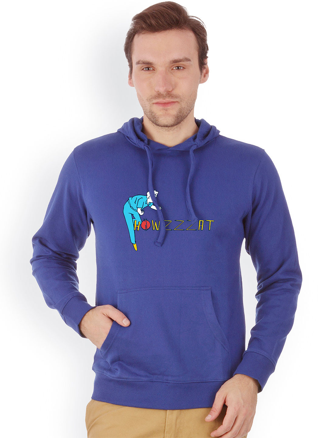 

Campus Sutra Men Blue Printed Hooded Sweatshirt