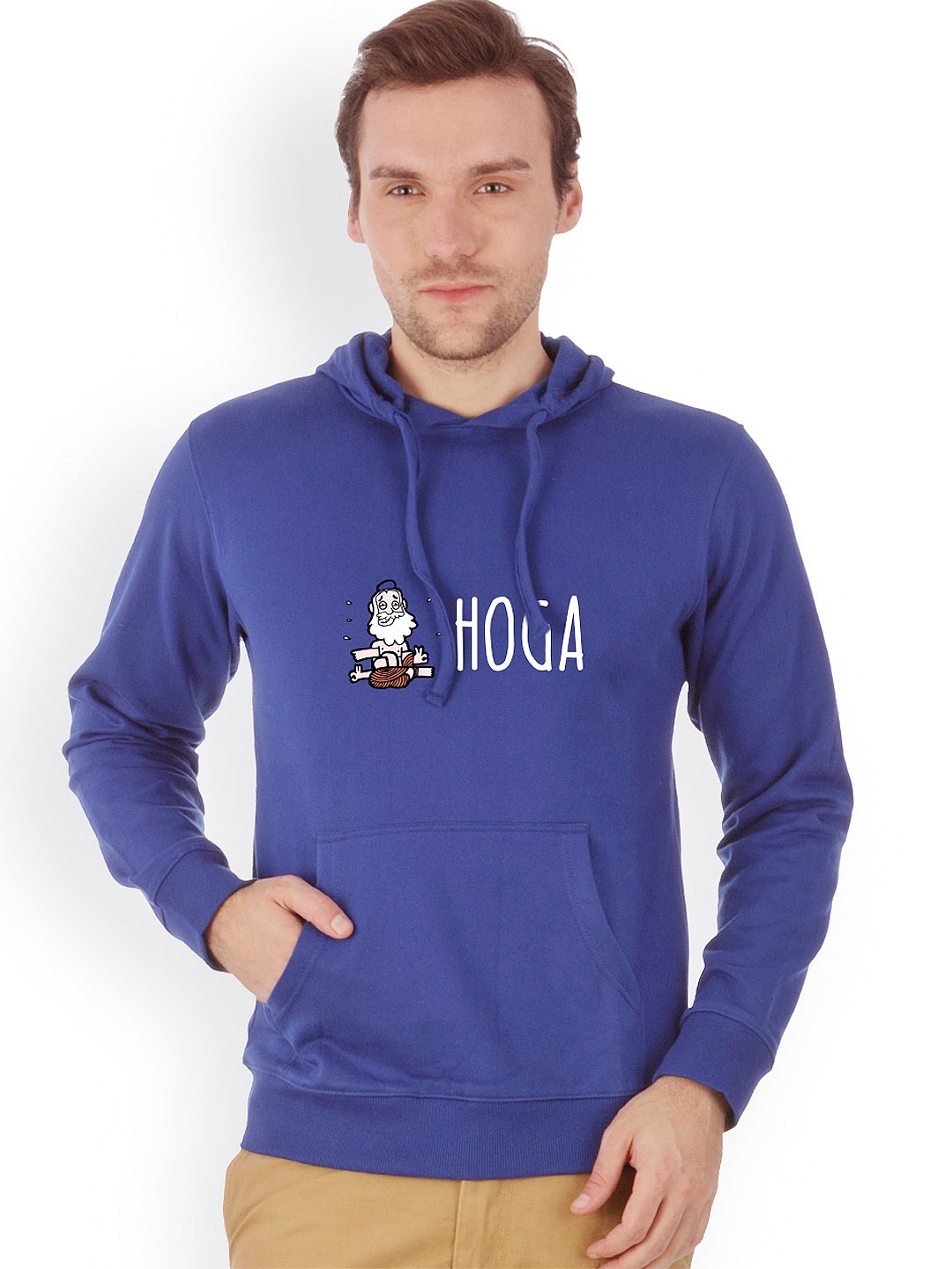 

Campus Sutra Men Blue Printed Hooded Sweatshirt