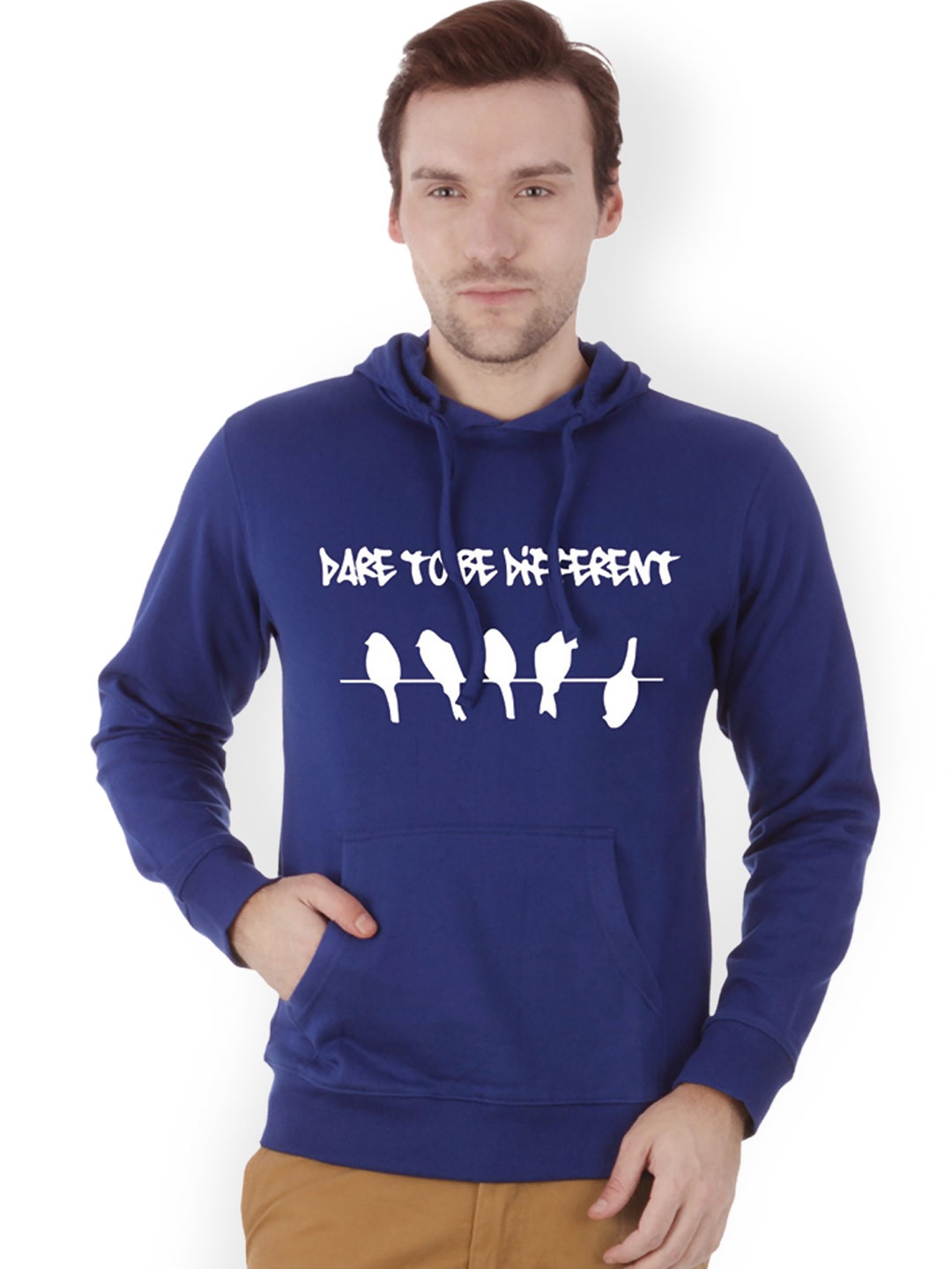 

Campus Sutra Men Royal Blue Printed Hooded Sweatshirt