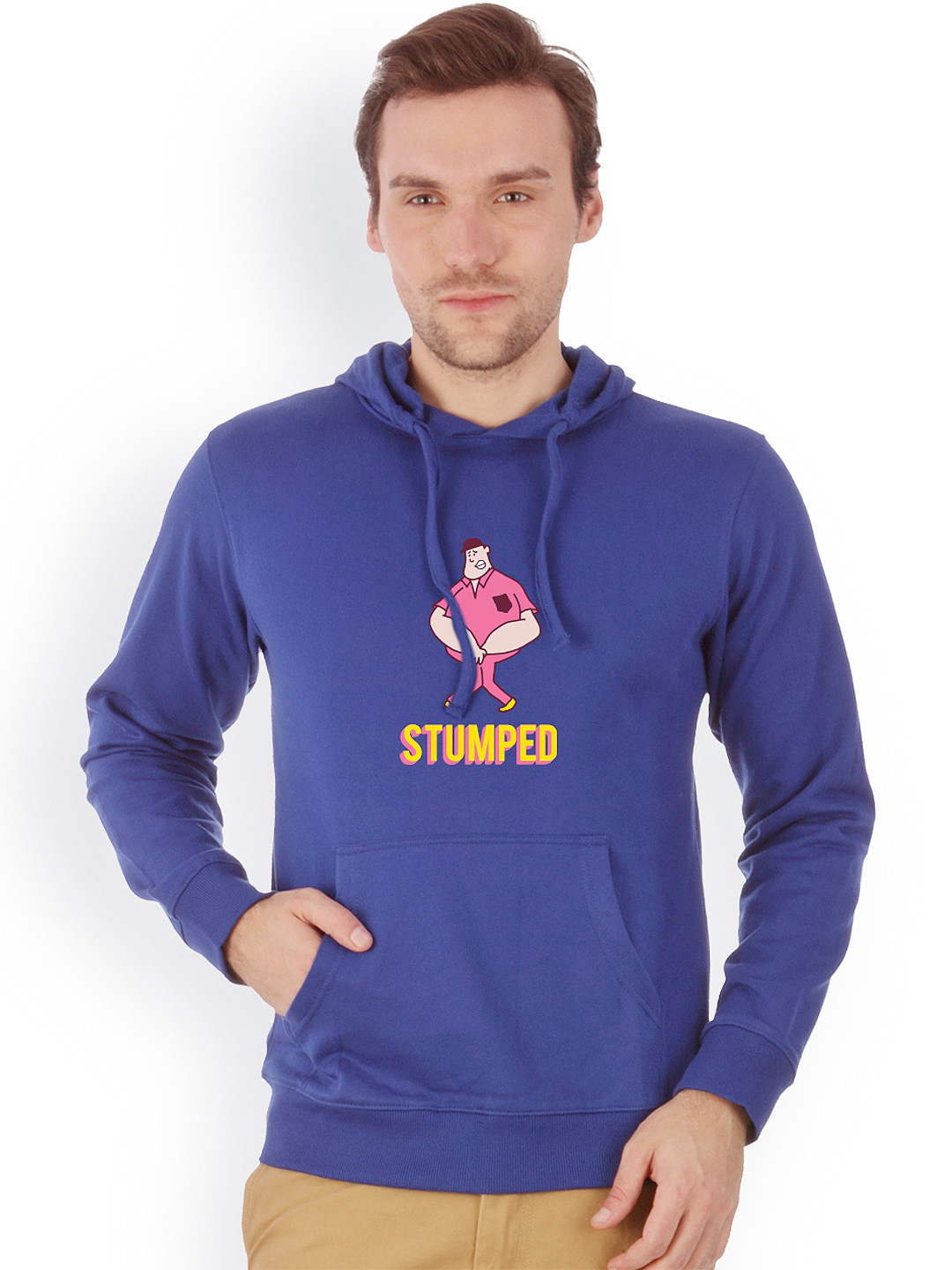 

Campus Sutra Men Royal Blue Printed Hooded Sweatshirt