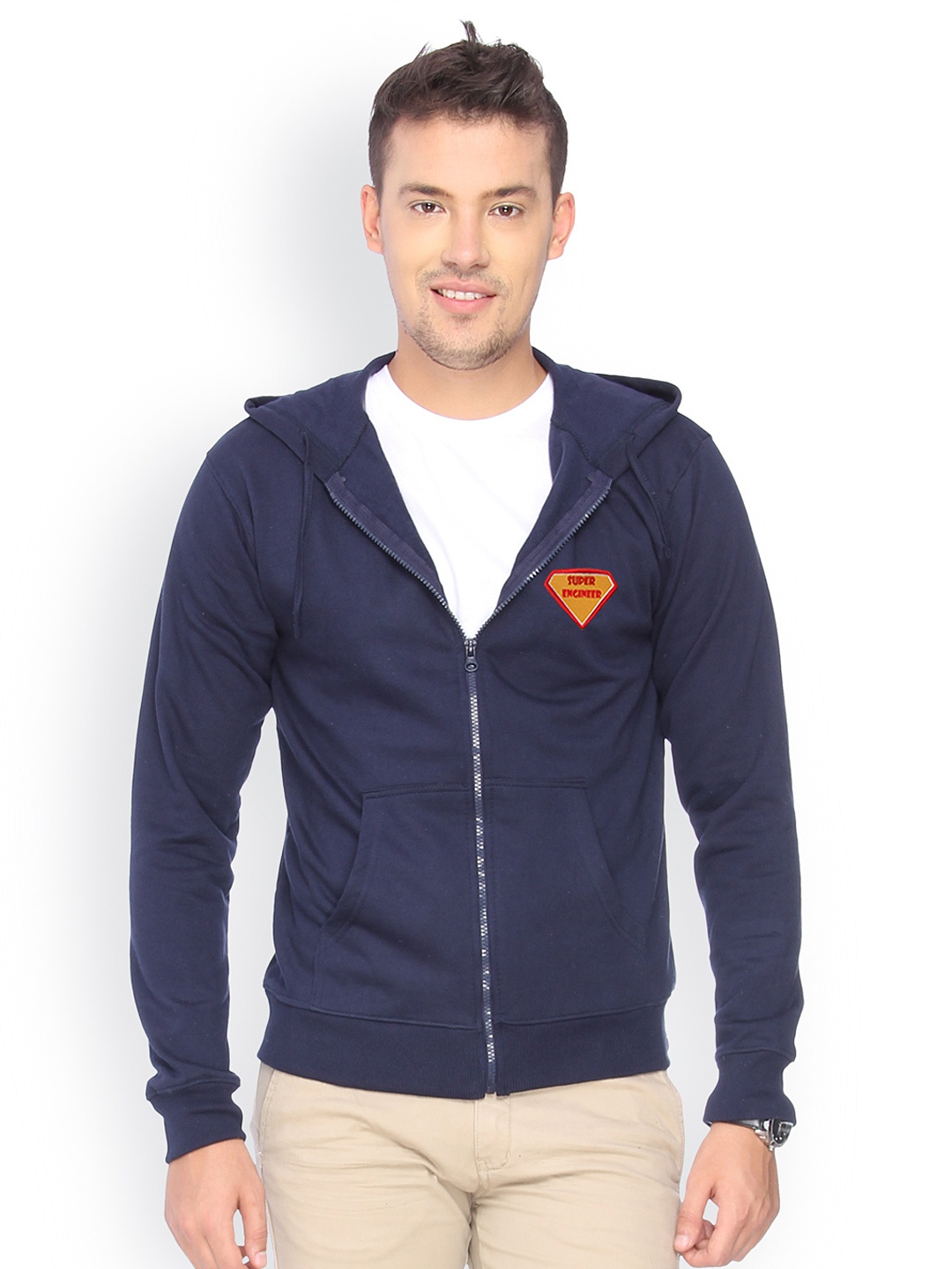

Campus Sutra Men Blue Hooded Sweatshirt