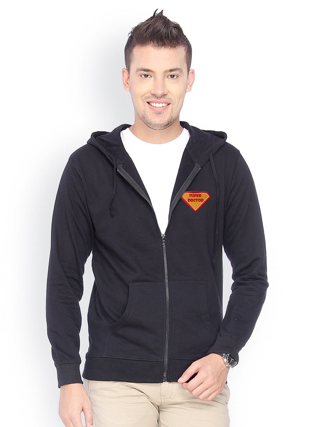 

Campus Sutra Men Black Hooded Sweatshirt
