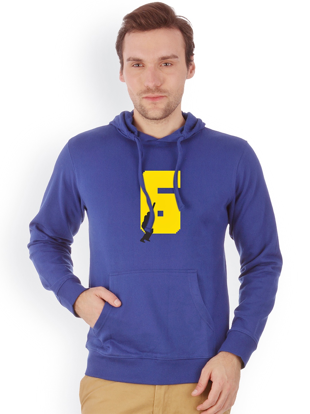 

Campus Sutra Men Royal Blue Printed Hooded Sweatshirt