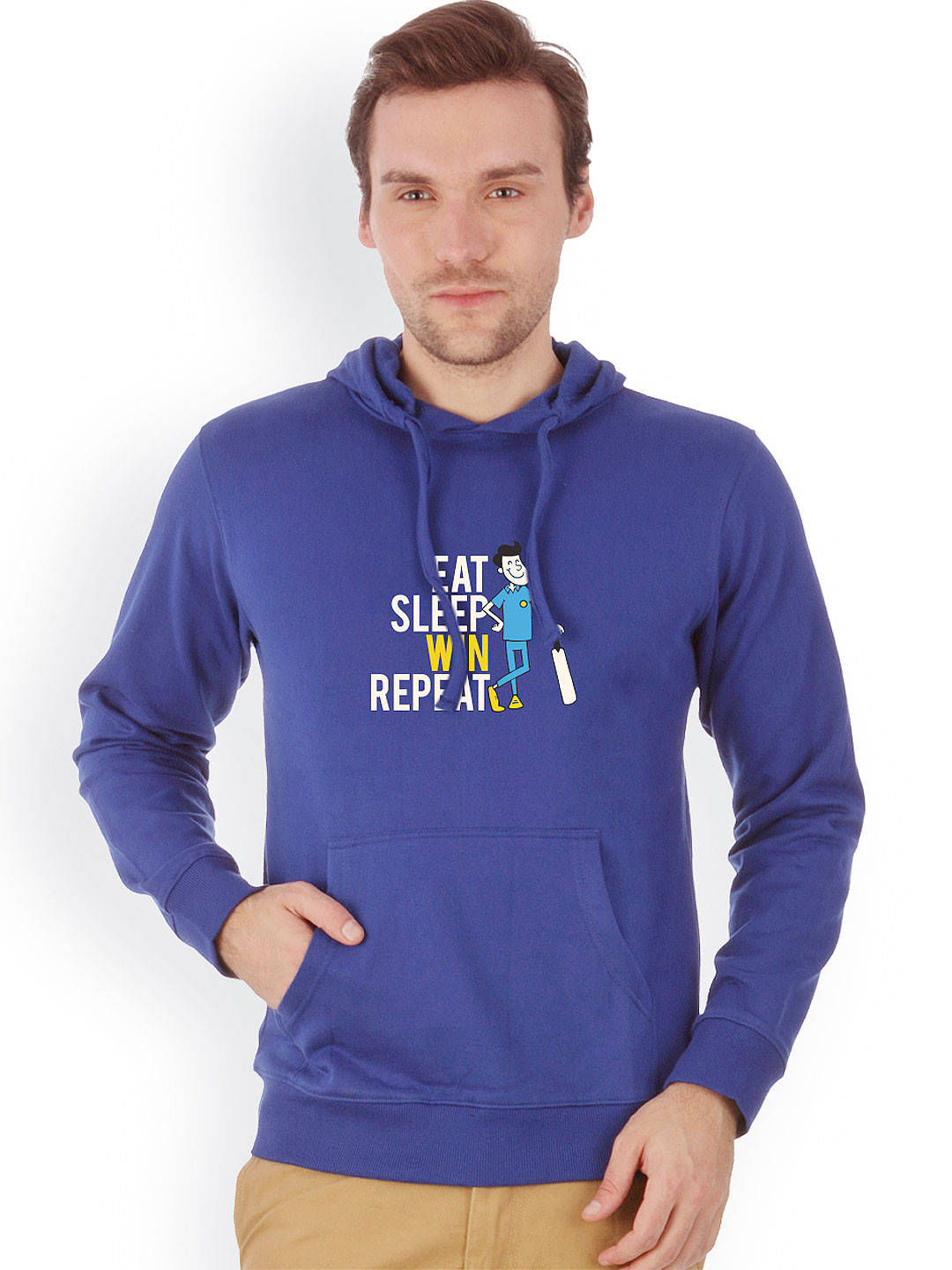 

Campus Sutra Men Blue Printed Hooded Sweatshirt