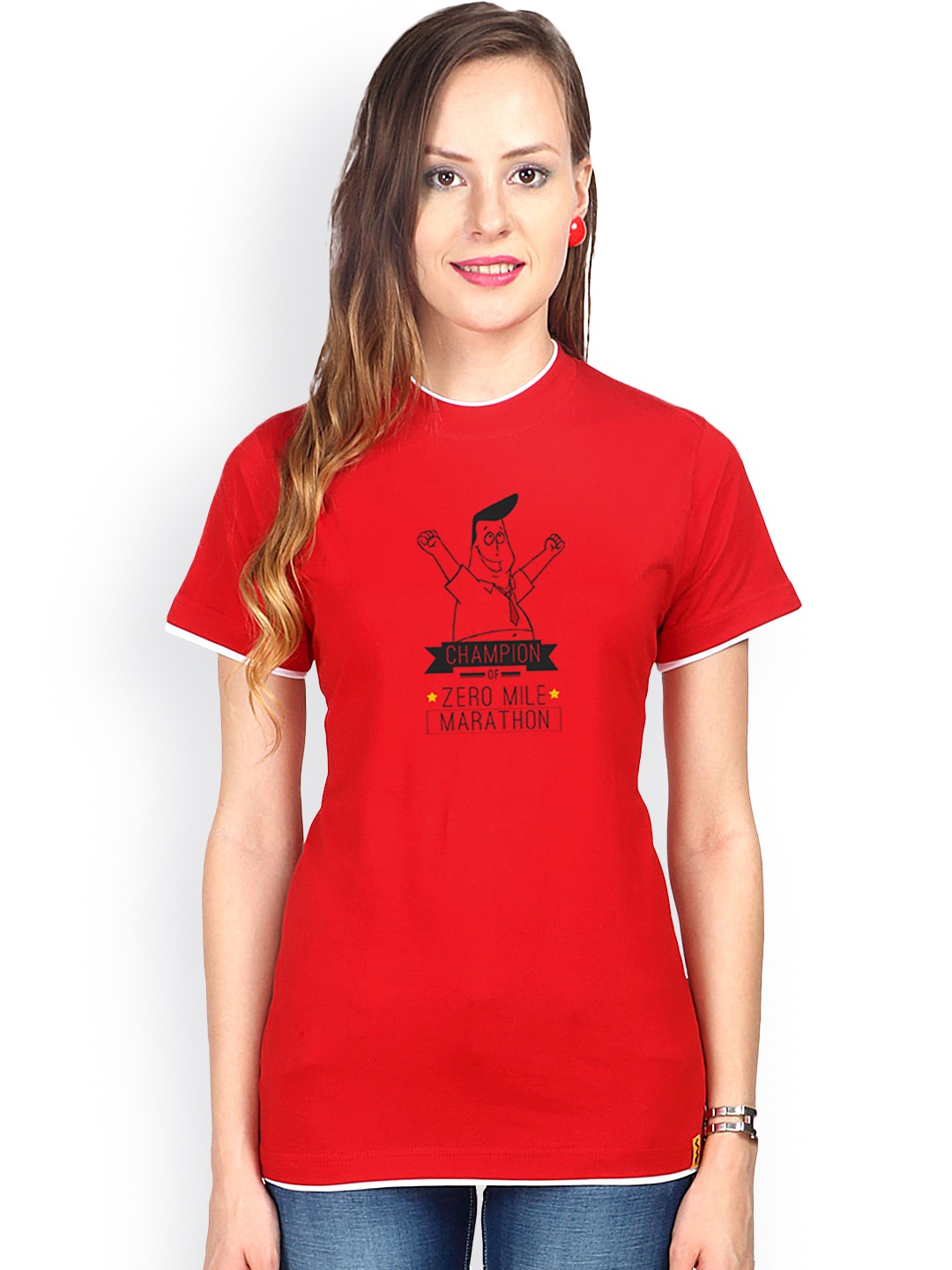 

Campus Sutra Women Red Printed T-shirt