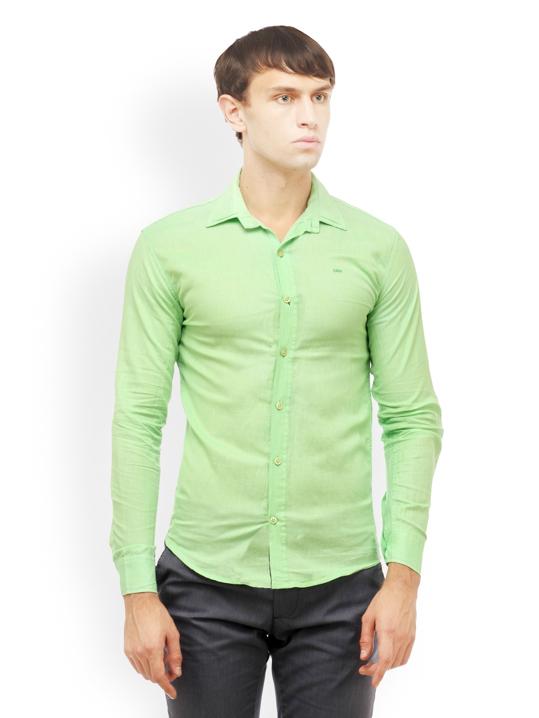 

Cation Men Green Slim Fit Smart Casual Shirt