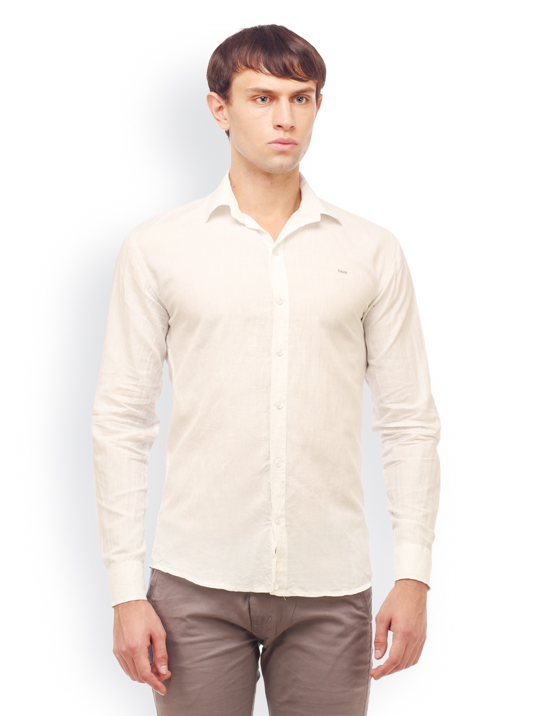

Cation Men White Casual Shirt