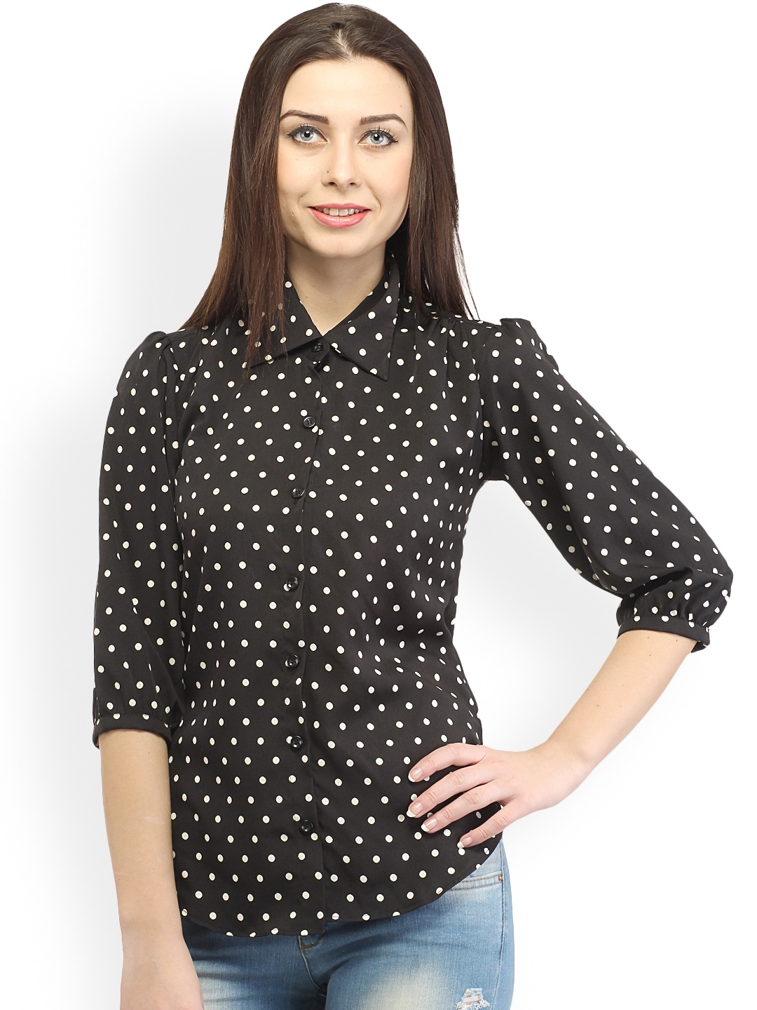 

Cation Women Black & White Printed Shirt