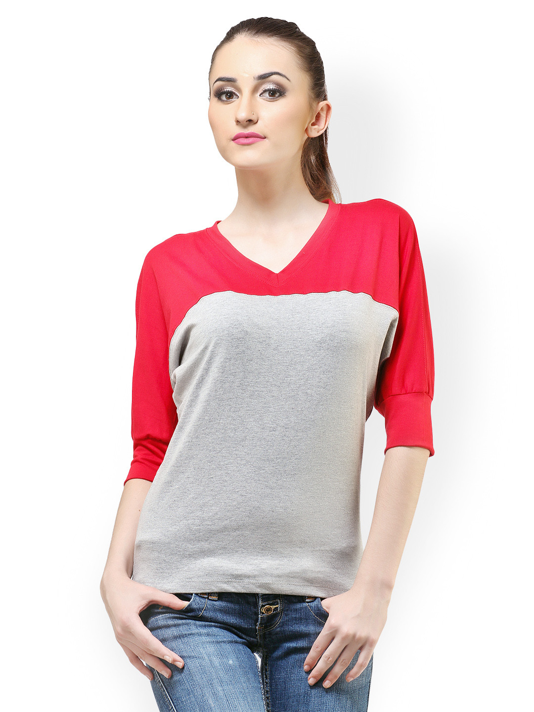 

Cation Women Red & Grey Top