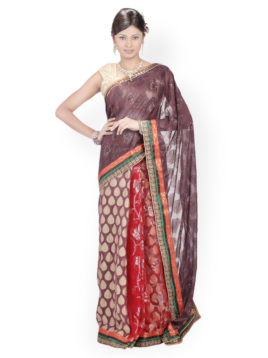 

Chhabra 555 Purple Georgette Fashion Saree