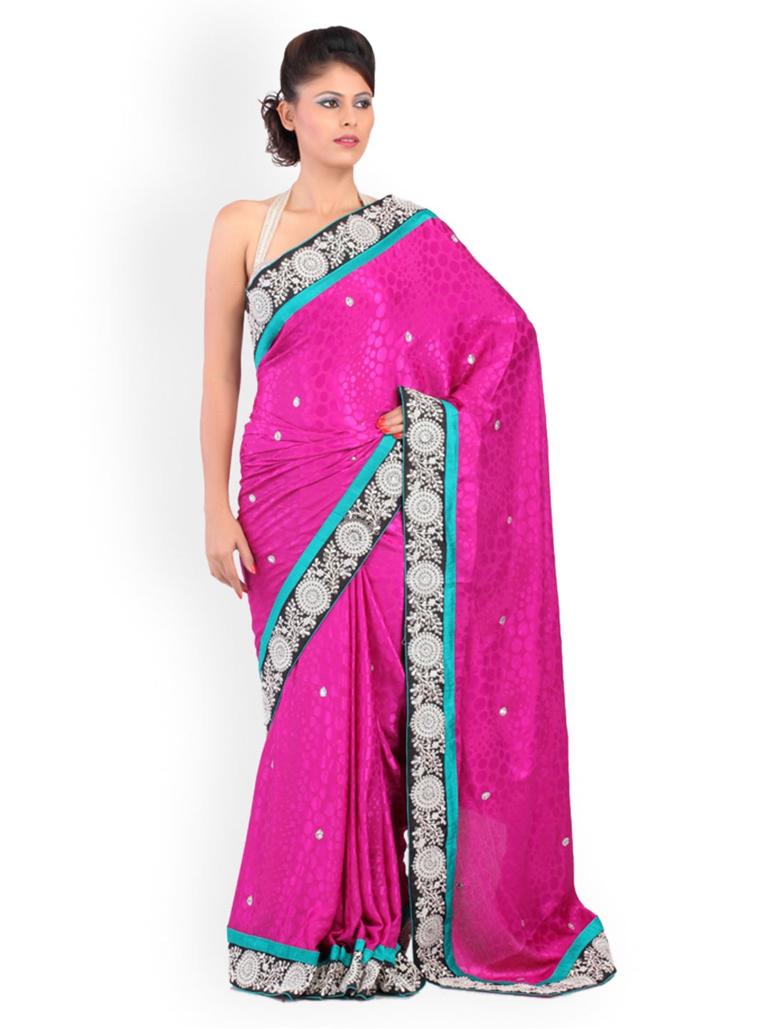 

Chhabra 555 Purple Embroidered Chiffon Fashion Saree