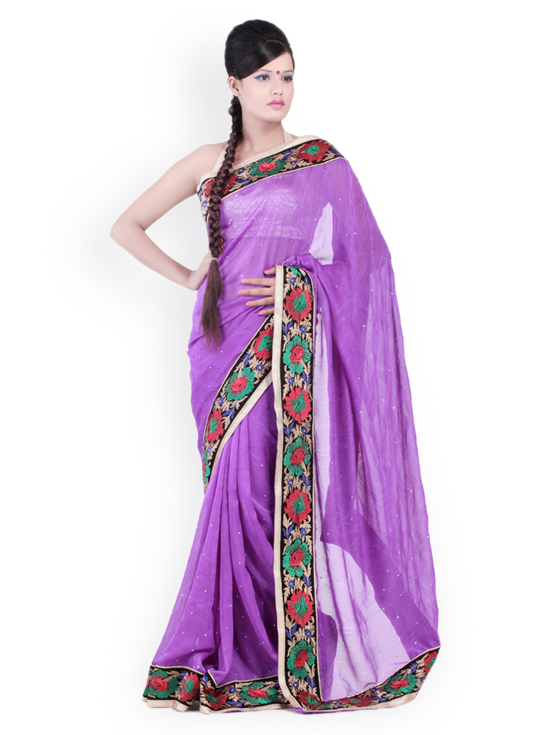 

Chhabra 555 Purple Georgette Fashion Saree