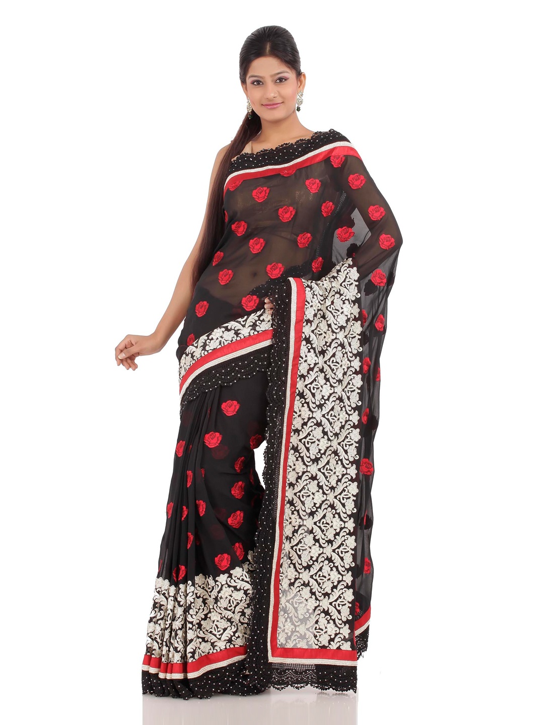 

Chhabra 555 Black Georgette Fashion Saree