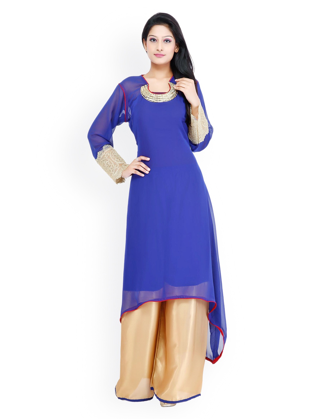 

Chhabra 555 Blue Georgette Kurta with Trousers