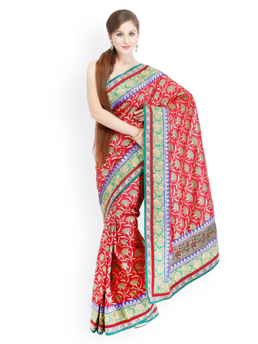 

Chhabra 555 Red Silk Fashion Saree