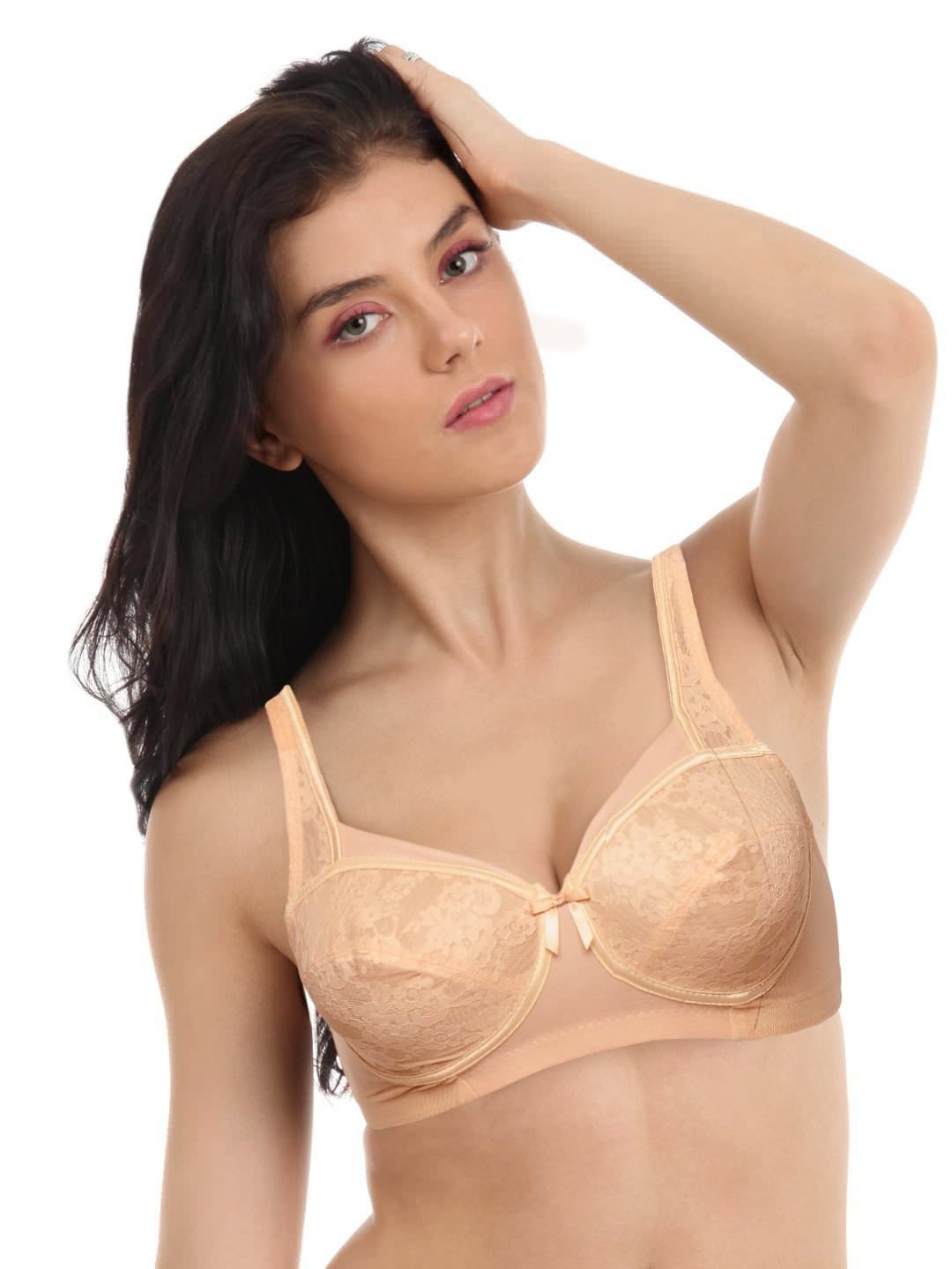 

Enamor Beige Non-Wired Non Padded Full Coverage Everyday Bra FB06, Skin