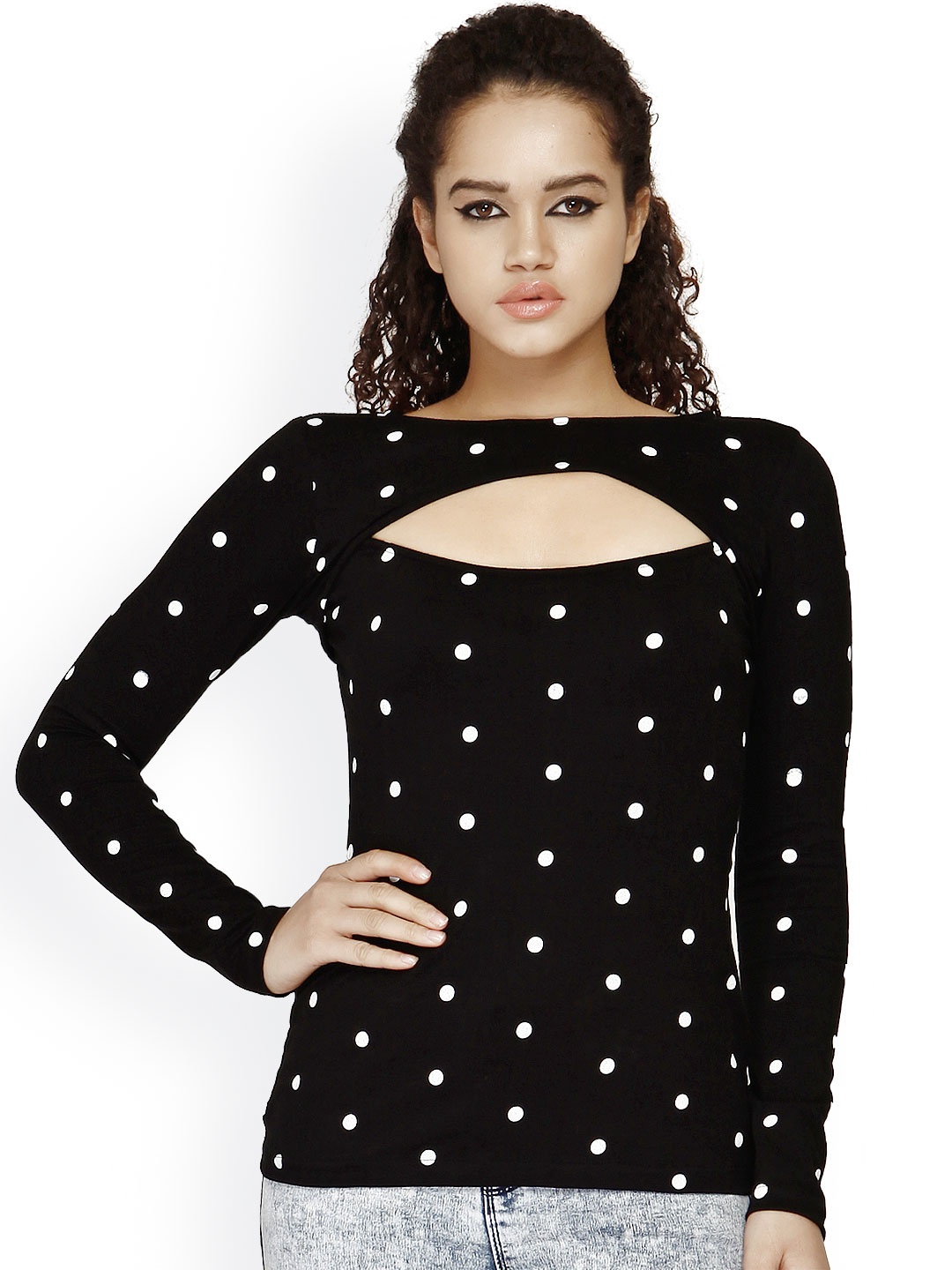 

FabAlley Women Black Polka Dot Printed Top