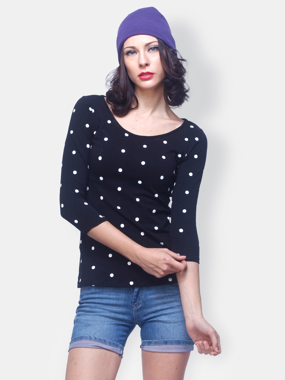 

FabAlley Women Black Polka Dot Printed Top