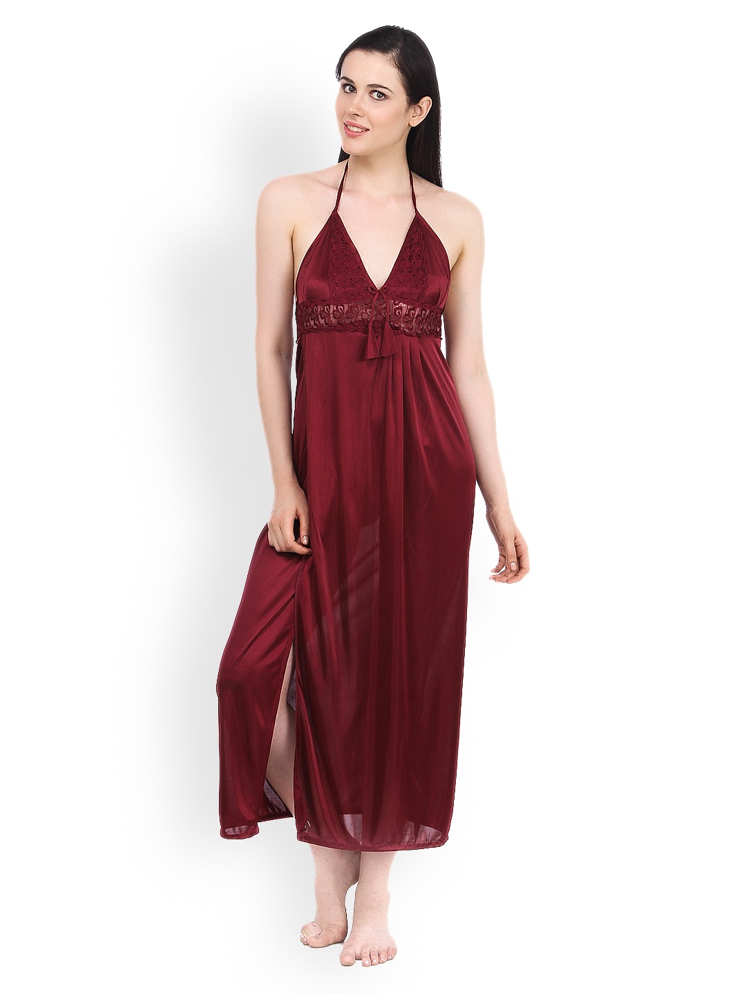 

Fasense Maroon Nightdress with Robe DP043D2