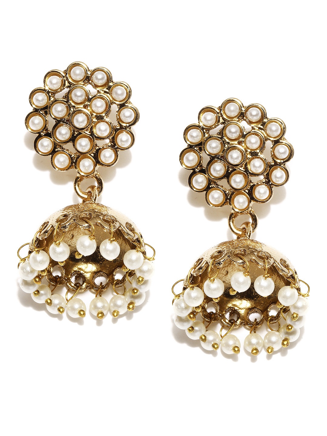 

Fida Gold-Toned & White Drop Earrings