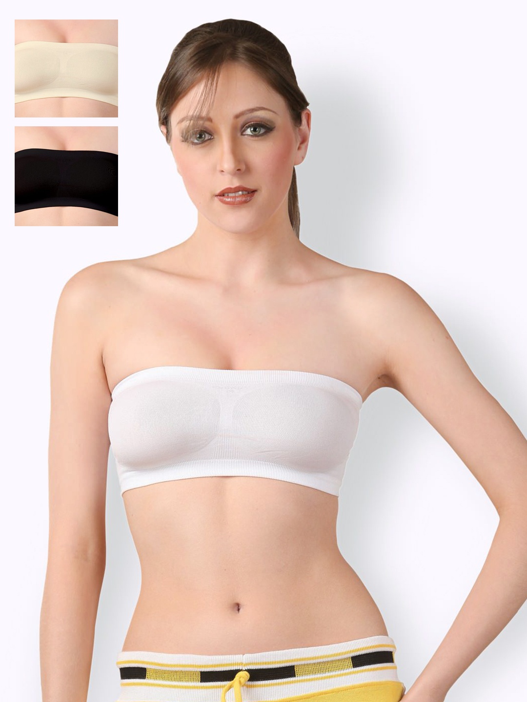 

Floret Pack of 3 Bandeau Bras, White