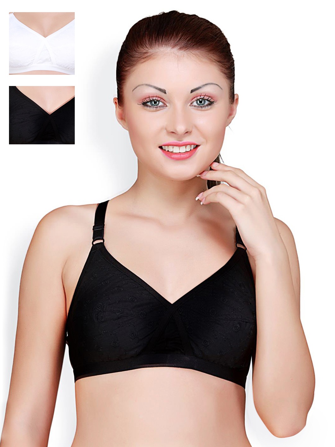 

Floret Pack of 3 Full-Coverage Bras, White