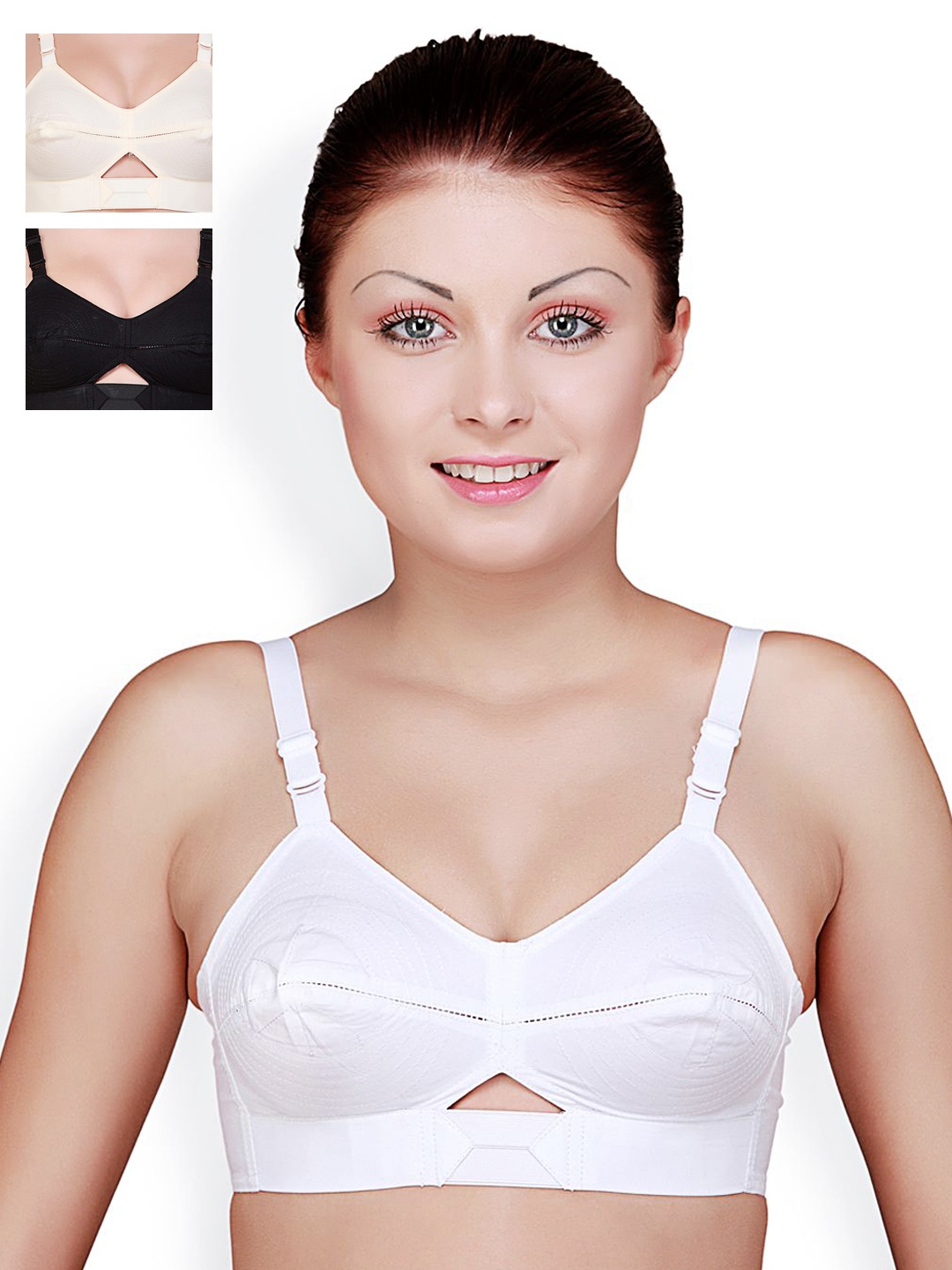 

Floret Pack of 3 Full-Coverage Bras, White