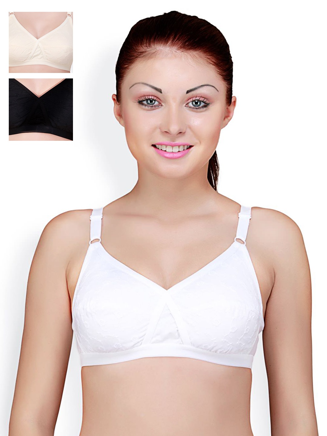 

Floret Pack of 3 Full-Coverage Bras, White