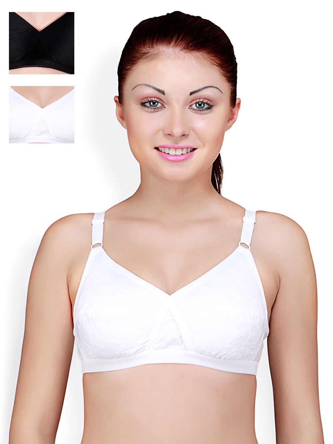 

Floret Pack of 3 Full-Coverage Bras, White