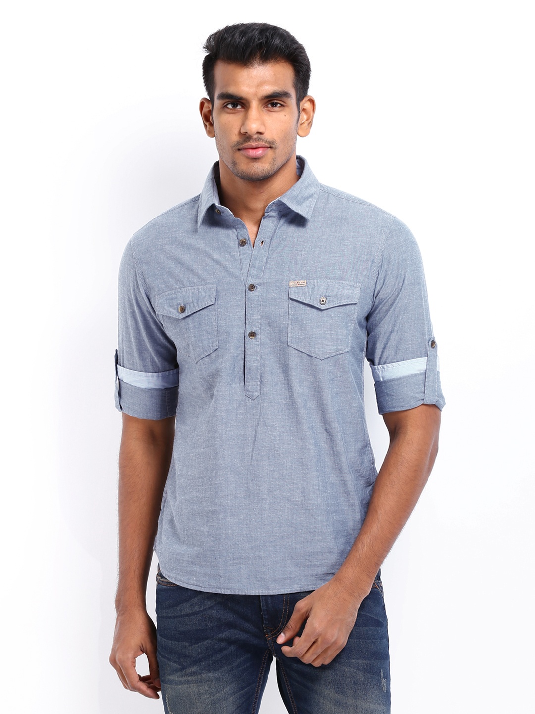 

Flying Machine Men Grey Casual Shirt