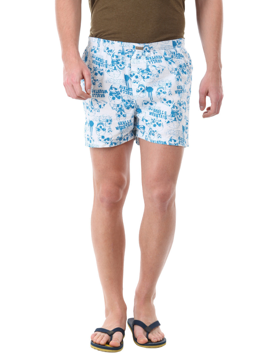 

Flying Machine Men White & Blue Pure Cotton Boxers FMST0064