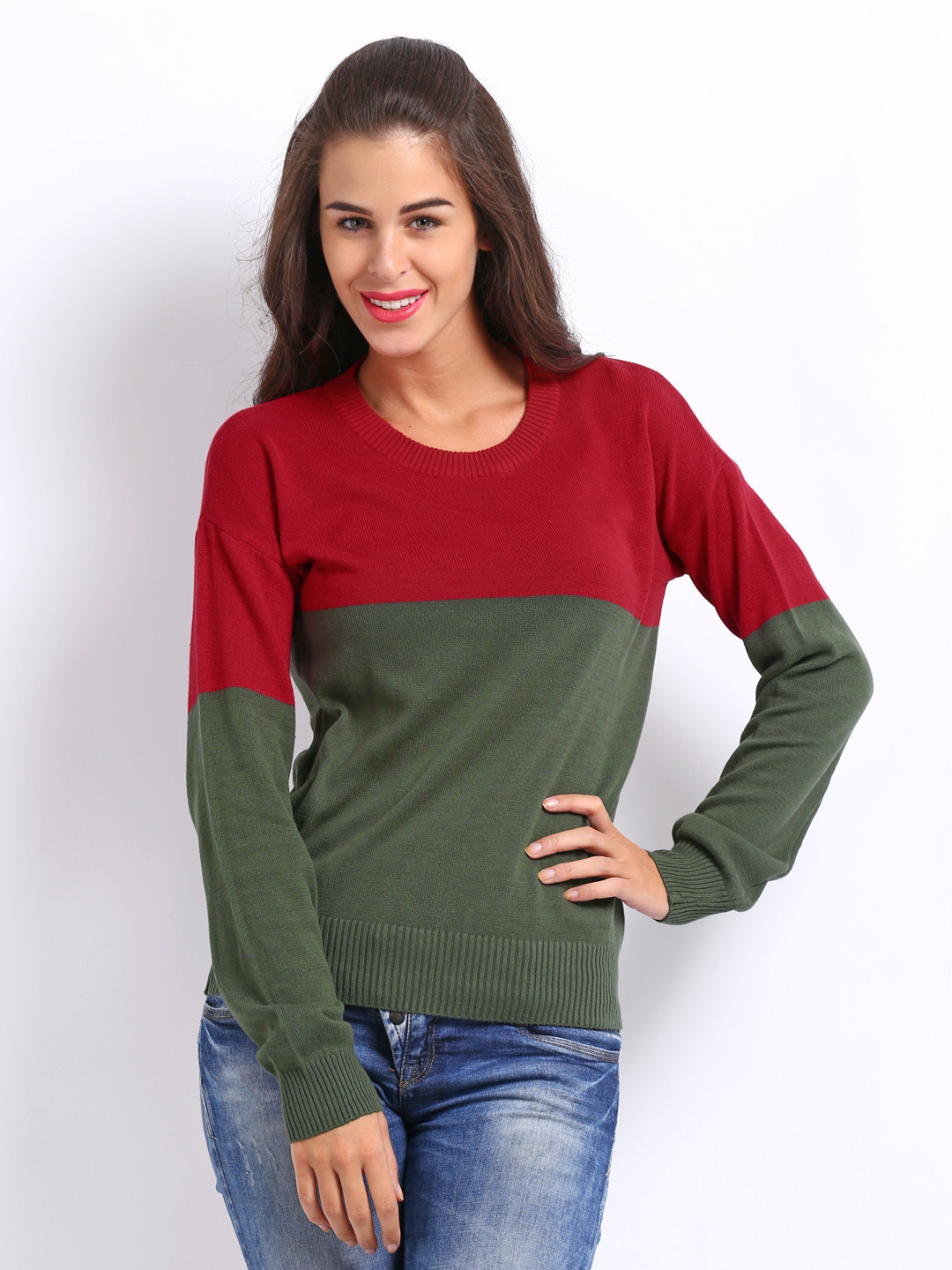 

Flying Machine Women Red & Green Sweater