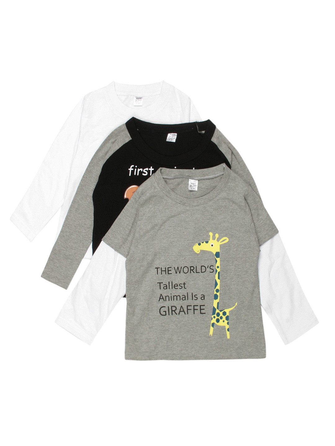 

GKIDZ Boys Pack of 3 Printed Pure Cotton T-shirts, Black