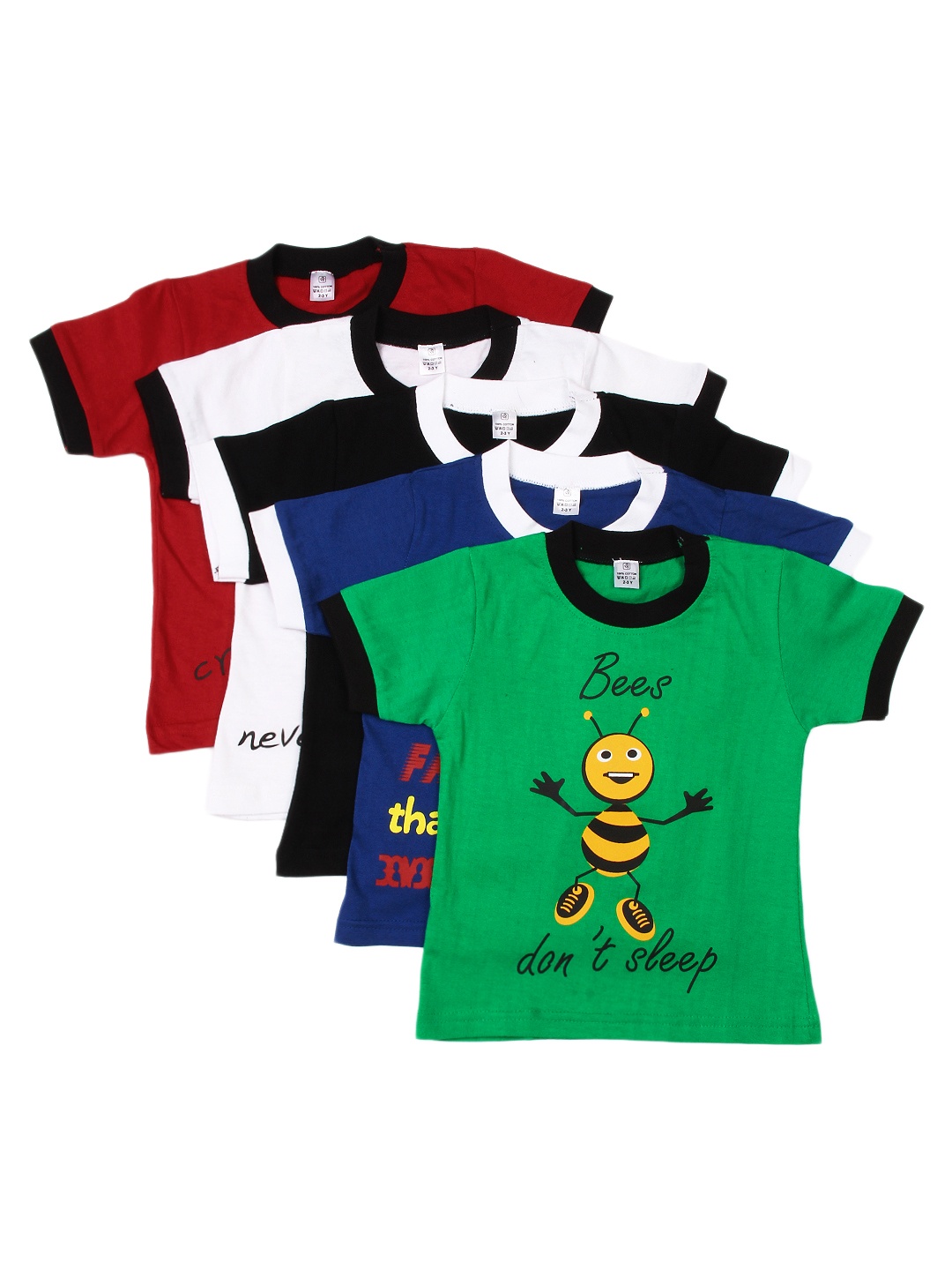 

GKIDZ Boys Pack of 5 Printed Pure Cotton T-shirts, Multi