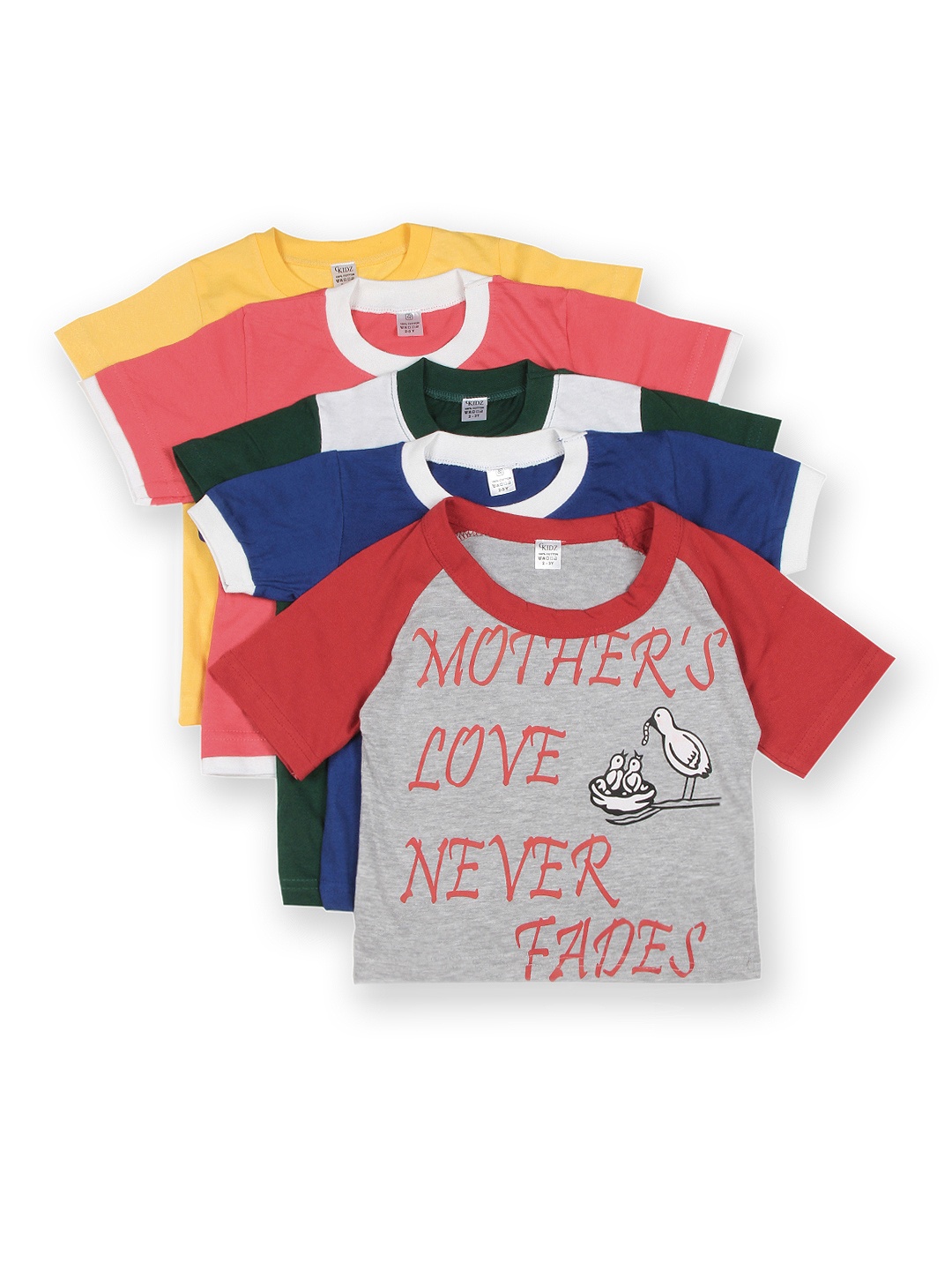

GKIDZ Boys Set of 5 Pure Cotton T-shirts, Multi