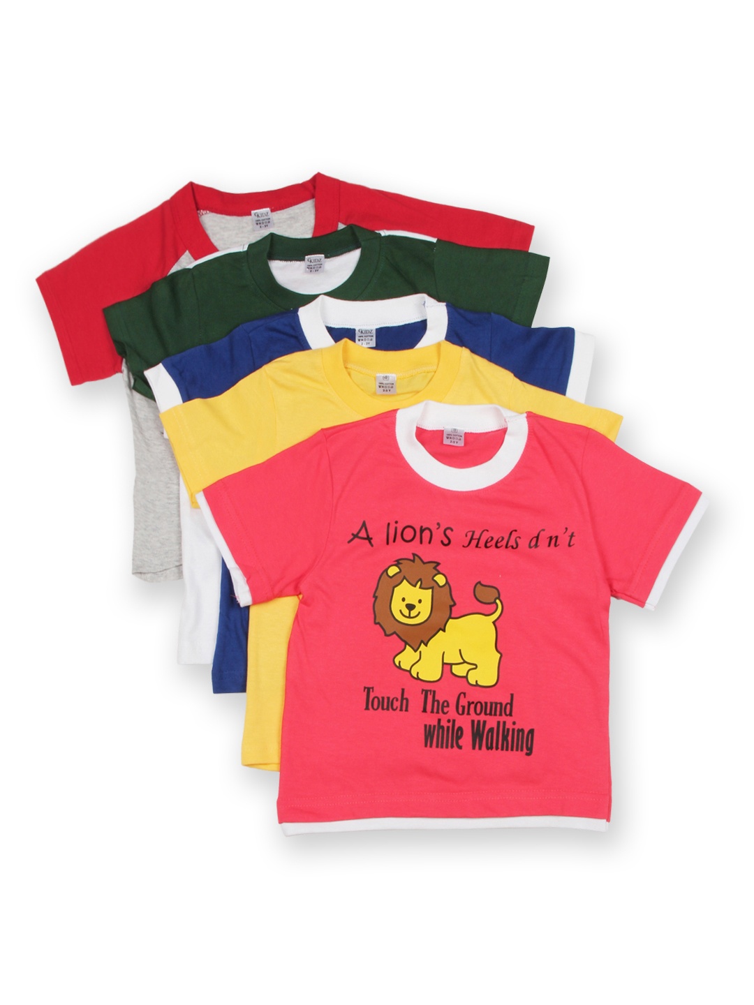 

GKIDZ Boys Set of 5 Pure Cotton T-shirts, Multi