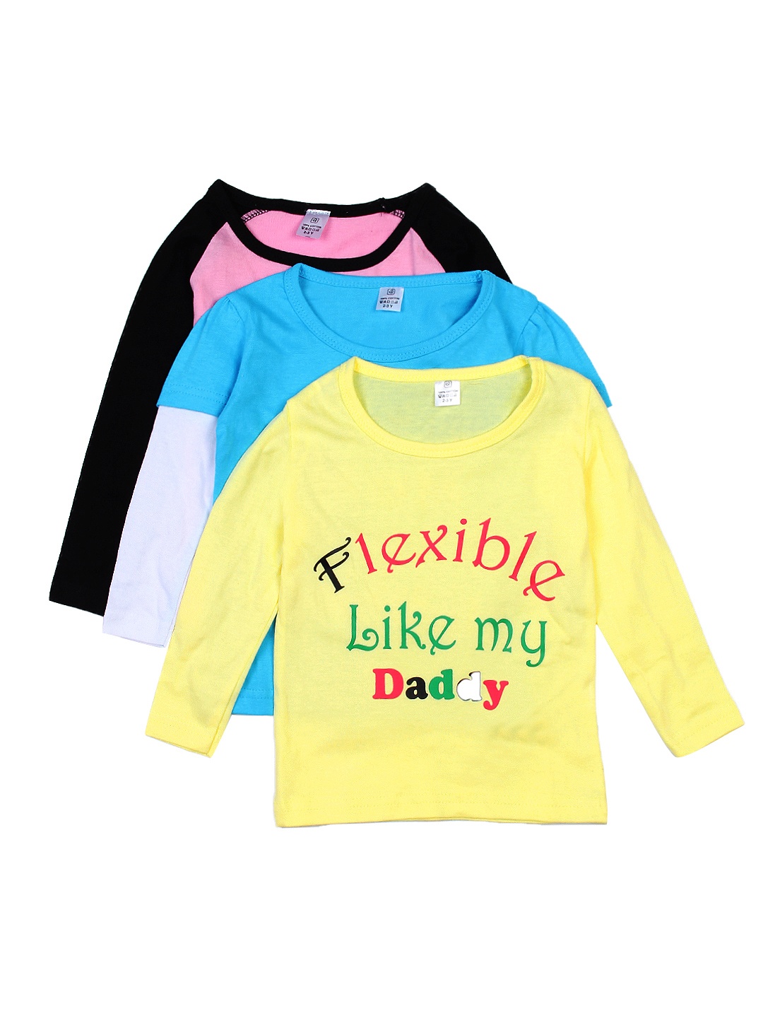 

GKIDZ Girls Pack of 3 Printed Pure Cotton T-shirts, Yellow